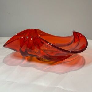 Glass Viking Serving Bowl in Orange